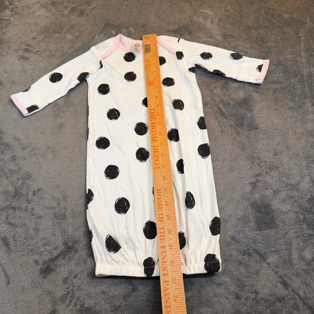 Gerber‎ Polka Dot Sleep Gown Kids 0-6 Months White Pink Trim Cotton
